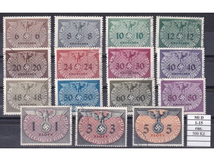 Generalgouvernement Mi D 1-15 razítkované