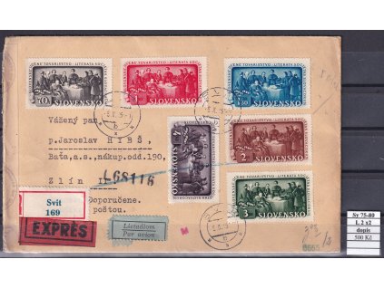 Slovenský stát Sy 75-80 + 2x L2 na dopise