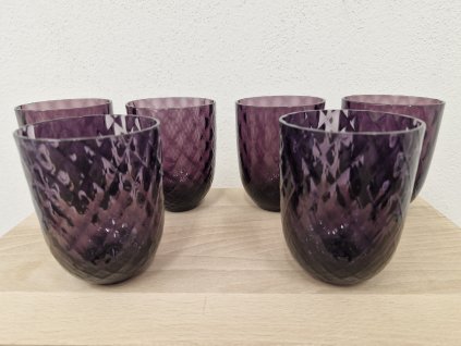 Fialové skleničky z foukaného skla - EGERMANN