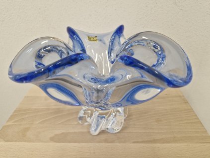 Nádherná modrá mísa z hutního skla - EGERMANN