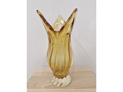 Lucxusní ambrová váza z hutního skla - EGERMANN