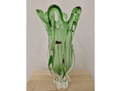 Luxusní zelená váza z hutního skla - EGERMANN