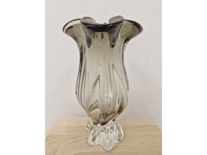 Luxusní kouřová váza z hutního skla - EGERMANN