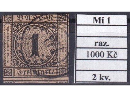 Baden Mi 1 razítkované 2. kvalita