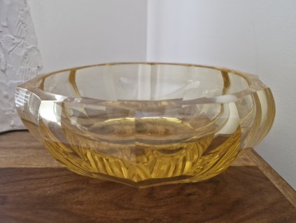 Luxusní citrinová mísa z broušeného skla - ŽBS