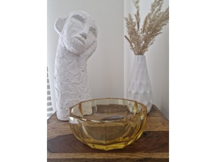 Luxusní citrinová mísa z broušeného skla - ŽBS