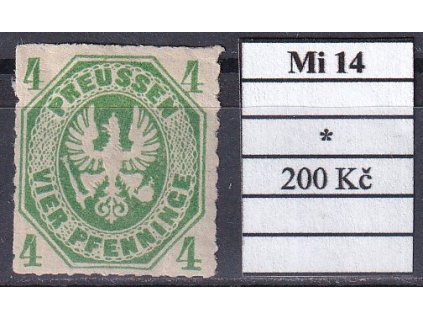Preussen Mi 14 po nálepce