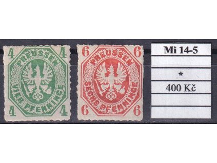 Preussen Mi 14-5 po nálepce