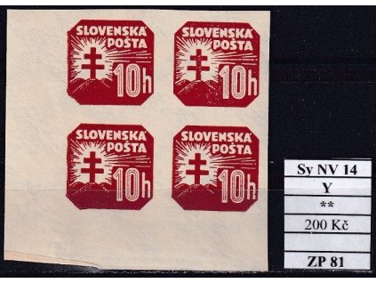Slovenský štát Sy NV 14 Y ZP 81 svěží