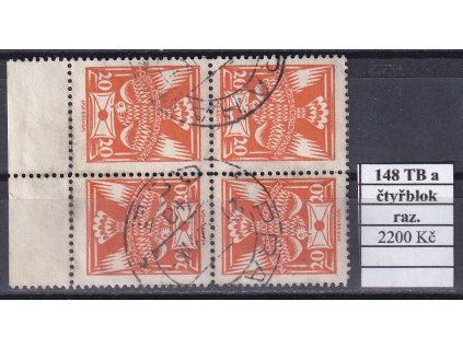 ČSR I 148 B TBa čtyřblok razítkované