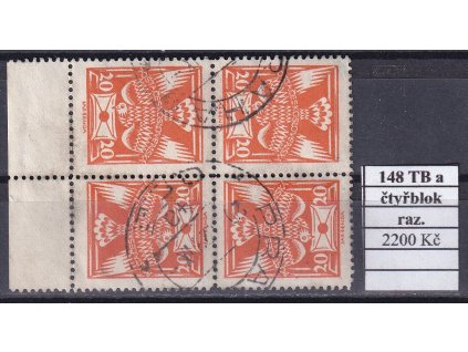 ČSR I 148 TBa čtyřblok razítkované