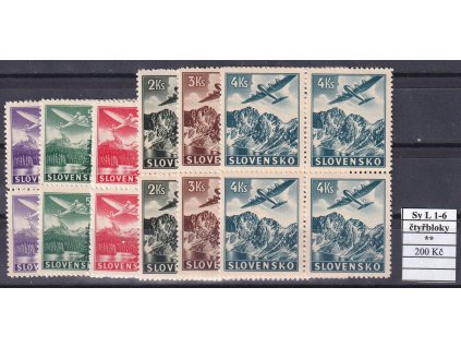 Slovenský štát Sy L 1-6 čtyřbloky svěží