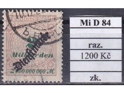 Deutsches Reich Mi D 84 razítkované zkoušené