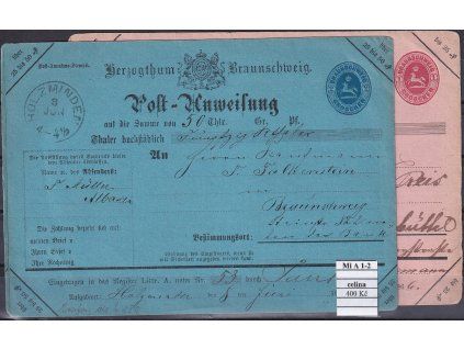 Braunschweig Mi A 1-2 poštové poukážky