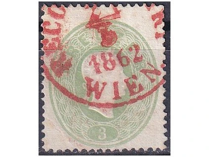 Rakousko Mi 19 červené razítko
