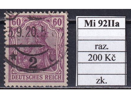 Deutsches Reich Mi 92 IIa razítkované zkoušené