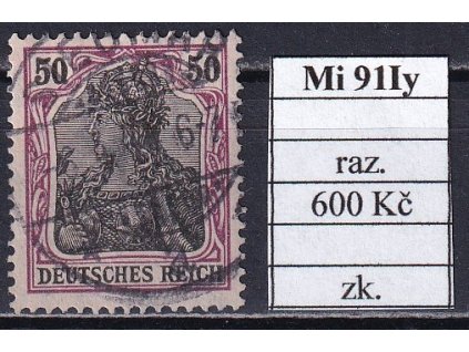 Deutsches Reich Mi 91 Iy razítkované zkoušené