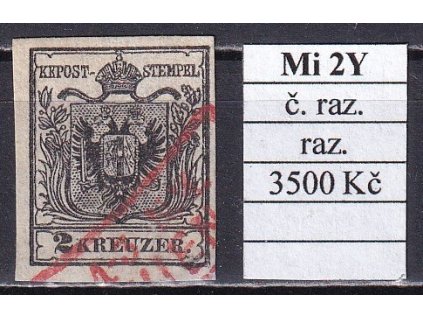 Rakousko Mi 2 Y červené razítko