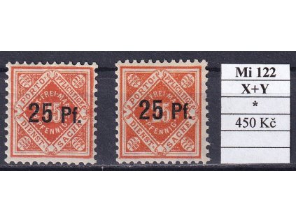 Wurttemberg Mi 122 X+Y po nálepce