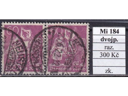 Deutsches Reich Mi 184 dvoupáska razítkované zkoušené