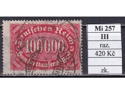 Deutsches Reich Mi 257 III razítkované zkoušené