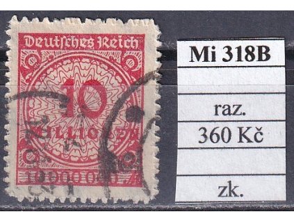 Deutsches Reich Mi 318 B razítkované zkoušené