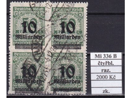 Deutsches Reich Mi 336 B čtyřbloky razítkované zkoušené