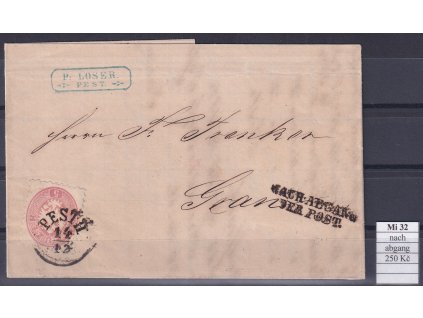 Rakousko Mi 32 nach abgand der post dopis