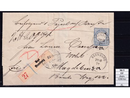 Deutsches Reich Mi 5 EF dopis zkoušené