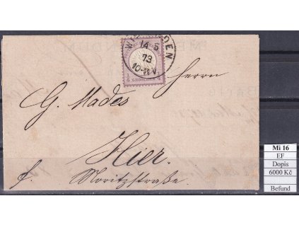 Deutsches Reich Mi 16 EF dopis Befund