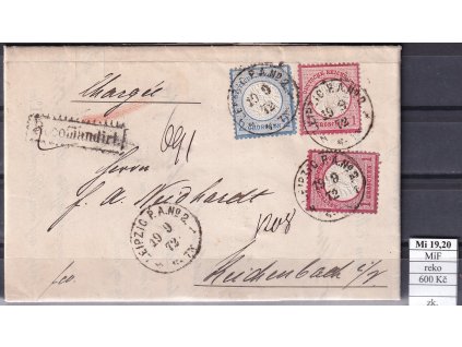 Deutsches Reich Mi 19,20 MiF reko dopis