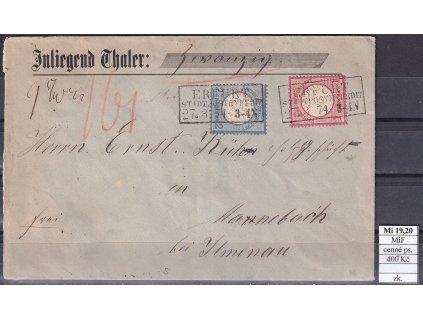 Deutsches Reich Mi 19,20 MiF cenný dopis