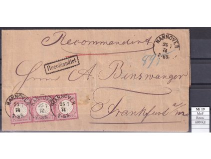 Deutsches Reich Mi 19 MeF reko dopis