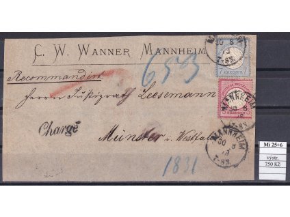 Deutsches Reich Mi 25+26 torzo reko dopisu