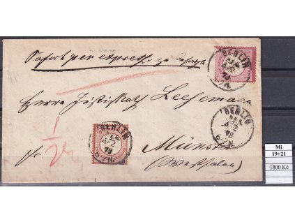 Deutsches Reich Mi 19+21 dopis