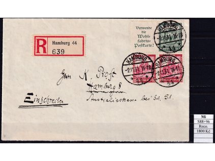 Deutsches Reich Mi S 88+S 96 reko dopis