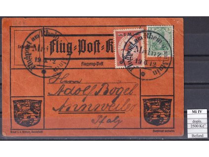 Deutsches Reich Mi IV dopisnice Befund