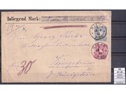 Deutsches Reich Mi 41 + 42 cenný dopis