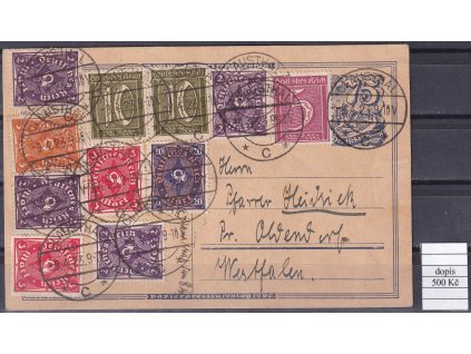 Deutsches Reich smíšená frankatura na dopisnici