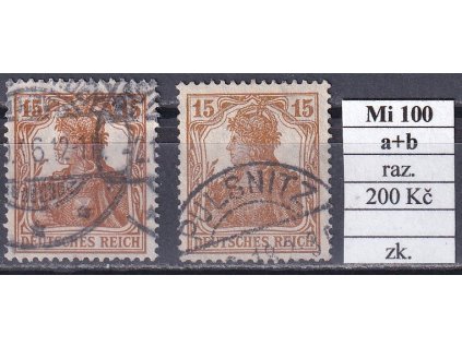 Deutsches Reich Mi 100 a+b razítkované zkoušené