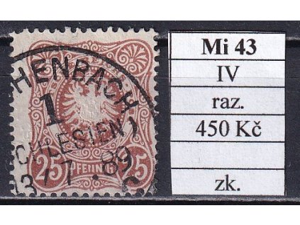 Deutsches Reich Mi 43 IV razítkované zkoušené