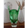 Luxusní zelená váza z hutního skla - Egermann Nový Bor