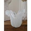 Murano White Pearl — ručně foukaný svícen z muránského skla