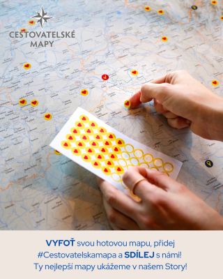 Jsme zvědaví, jak jste si své Cestovatelské mapy nazdobili! Použili jste srdíčka, špendlíky, nebo vlastní fotky? Sdílejte...