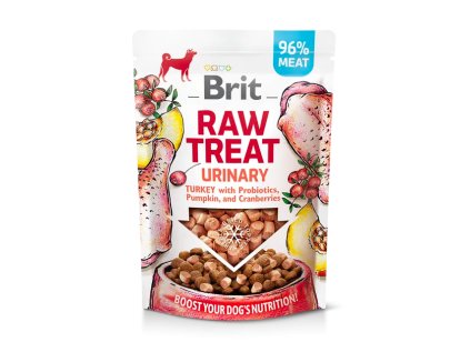 BRIT RAW Treat - pamlsek pro psy "Močové cesty" s Krůtím masem, Probiotiky a Dýní 40g
