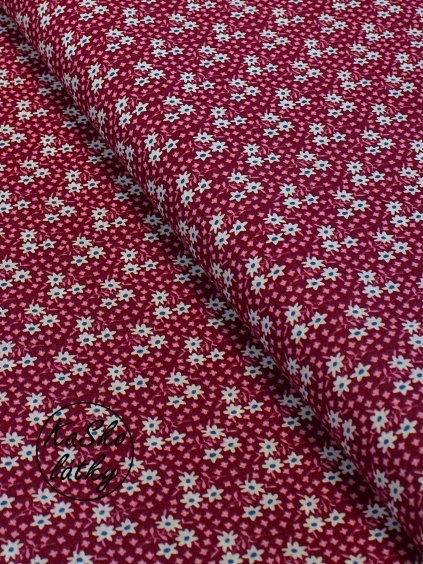 Bavlněná látka drobné květy na fuchsiové