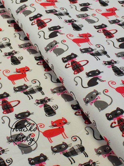 Bavlněná látka s kočkami