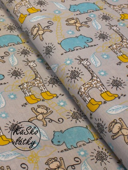 Bavlněná látka africká zvířátka