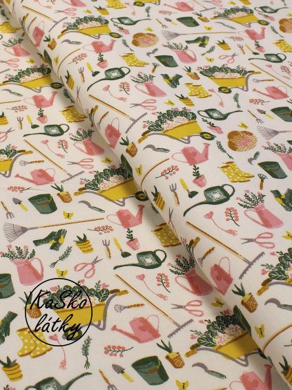 Bavlněná látka zahradní nářadí