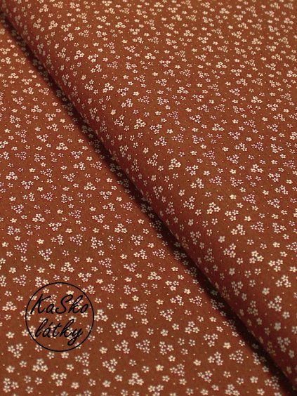 Bavlněná látka trojkytičky na rezavé